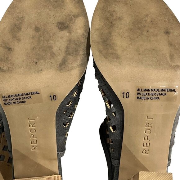 Report Rumi Womens Laser Cut Peep Toe Gray‎ Sandal Pump Size 10 - Picture 5 of 9